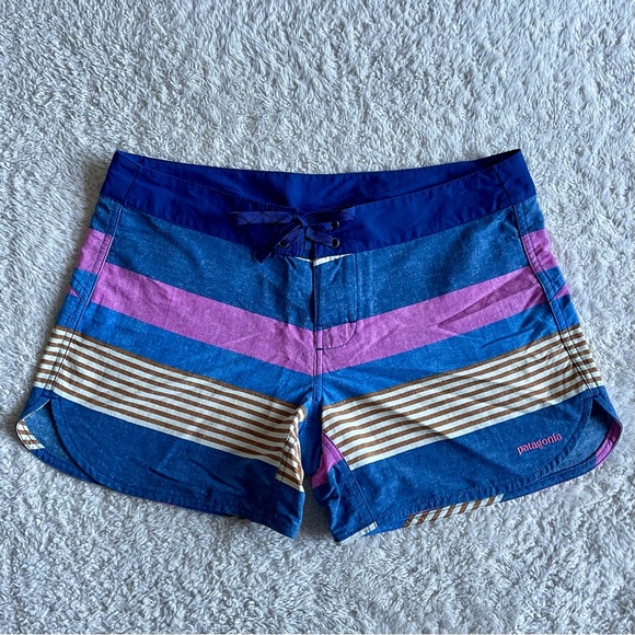 Patagonia Pants - Patagonia Multicolor Striped Wavefarer Board Swim Surf Shorts Sz 6 Blue Purple
